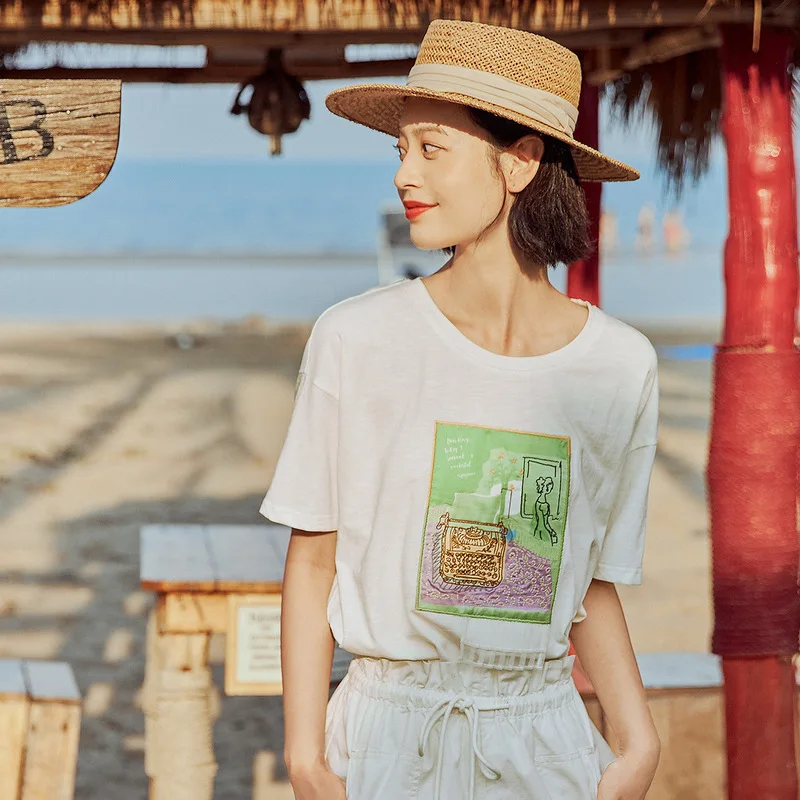 INMAN летняя эластичная хлопковая Свободная Повседневная футболка с короткими