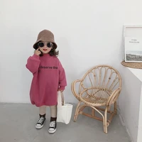 girls clothing winter children baby cotton letter print casual long sleeve long loose thickened dresses kids fashion top clothes