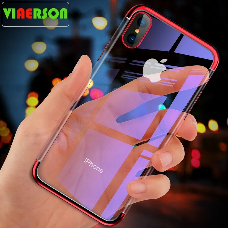 Гальванизированный чехол для iPhone 7 8 6 6s Plus Роскошный прозрачный мягкий