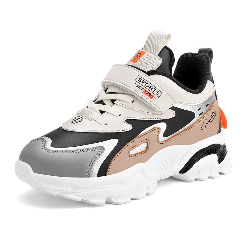 Zapatillas de deporte para ni&ntilde;os, zapatos casuales para ni&ntilde;os, calzado deportivo y para correr, suela antideslizante de EVA de cuero PU colorido a la moda-1