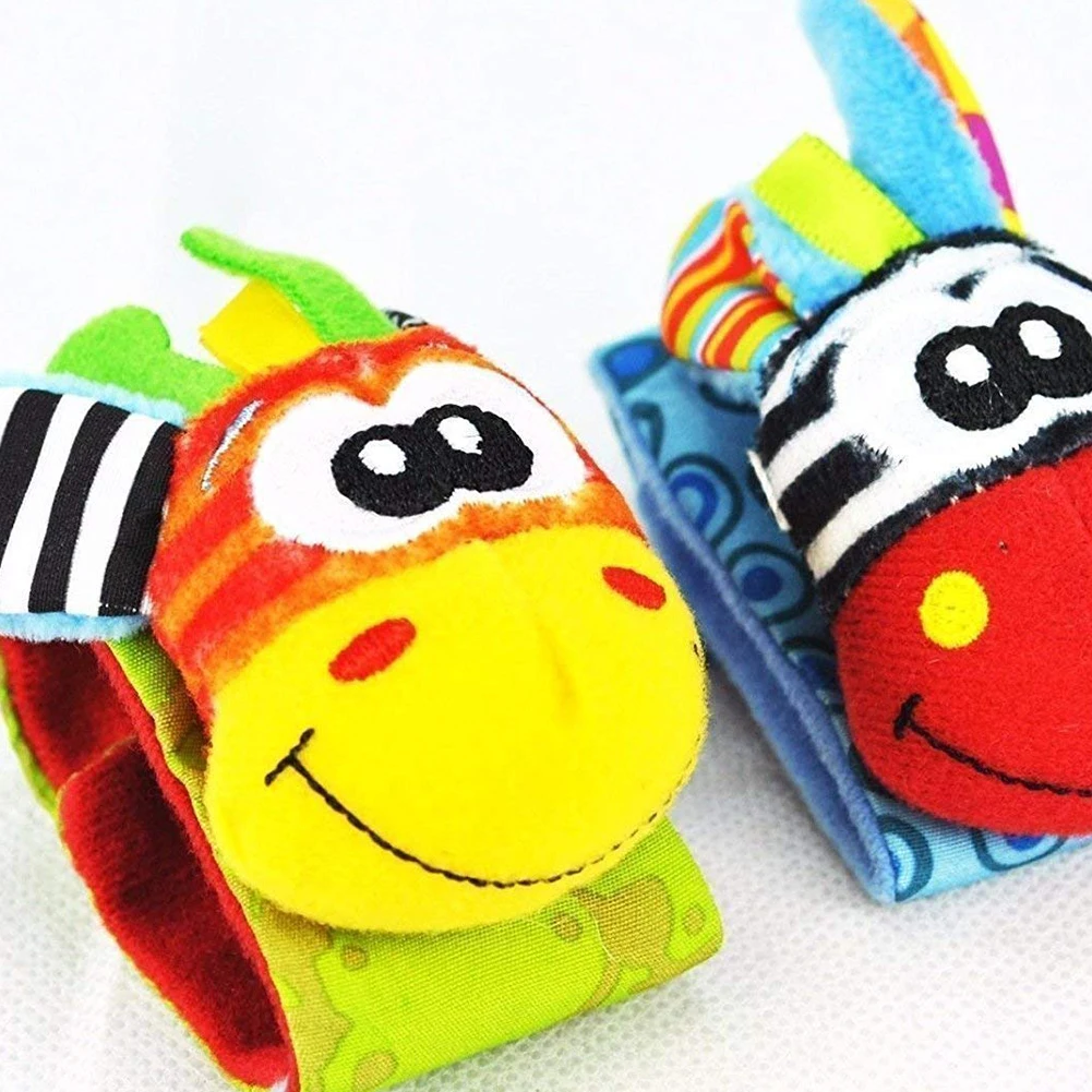 

2 Pairs Of Children'S Socks Cute Cartoon Pattern Warm Knee Socks Pattern Foot Socks Wristband Rattle Toy High Quality 2021 Hot