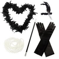 newest 5 pcsset flapper girl fancy dress accessories hen party charleston gangster gatsby costume kit ty66