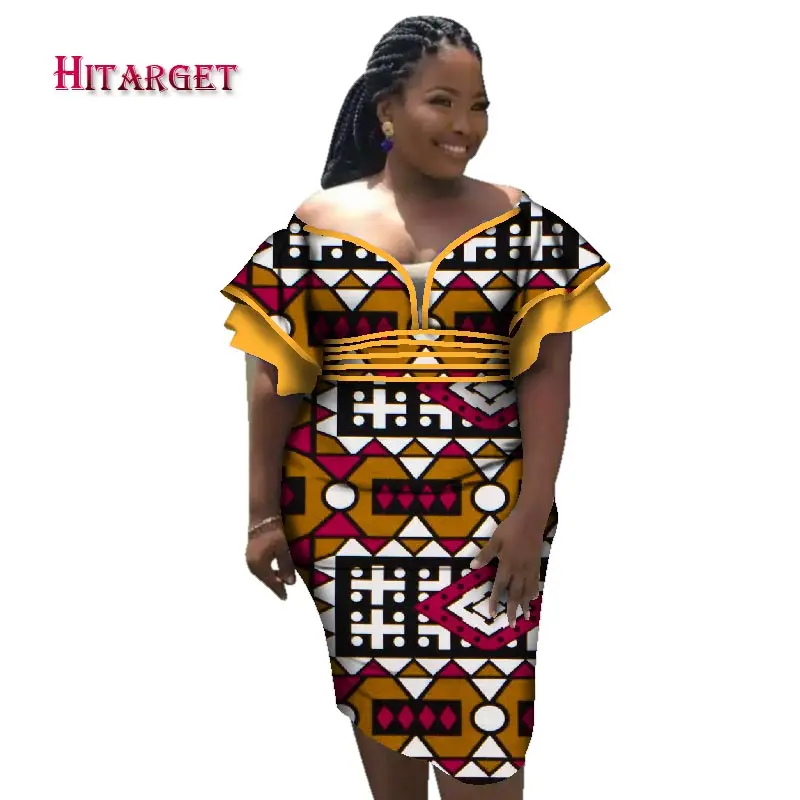 Модные сексуальные платья с Африканским восковым принтом для женщин V образным