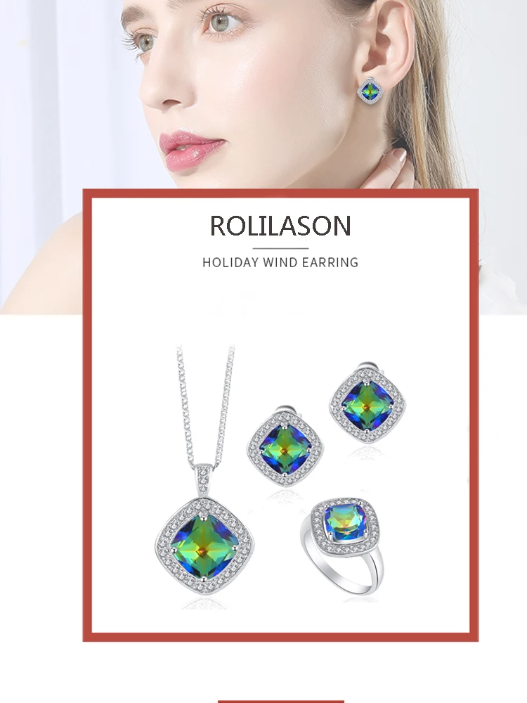 Roilason таинственный мистический Цирконий модные квадратные ювелирные изделия