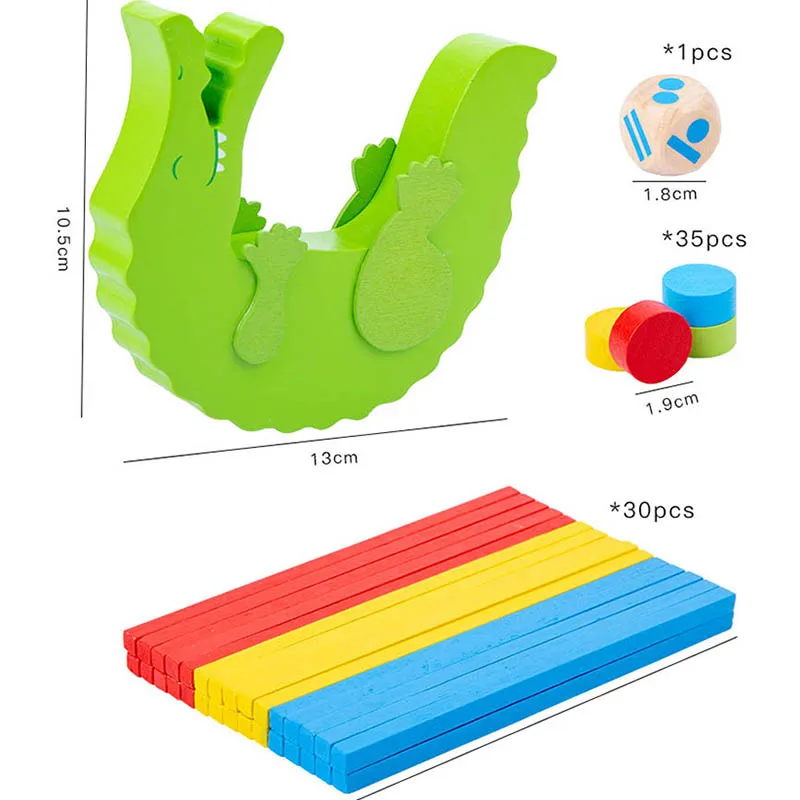 

New Crocodile Balance Block Montessori Wooden Board Games Toy Dinosaur Stacking High Balance Training Toys For Children Gifts