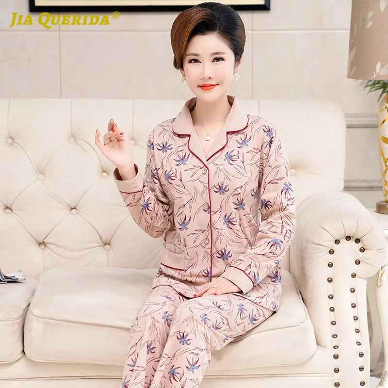 Пижама с длинным рукавом и отложным воротником новая карманом размера плюс