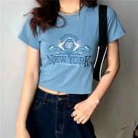 brandy mandy t shirts women short crop tops letter embroidery short sleeve o neck girls tee female summer clothes basic t shirts