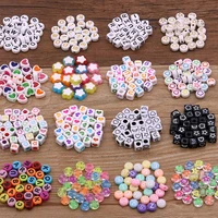 100pcs 32 styles mixed letter acrylic beads round flat alphabet digital cube loose spacer beads for diy jewelry making handmade