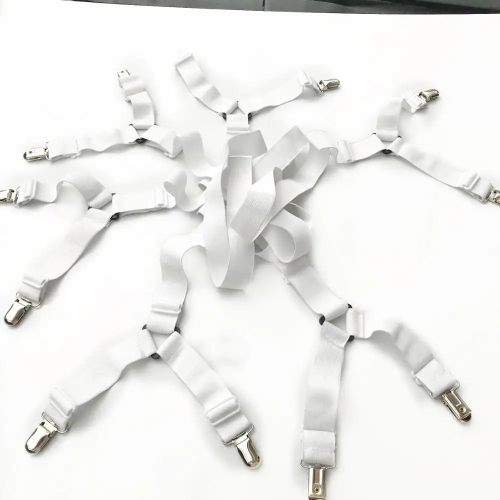 White Зажимы для простыней, застежки, 3 способа, 6 сторон, подтяжки для простыней, Эластичные подтяжки для простыней, зажимы для матрасов, ремни, Регулируемая посадка - Цвет: White