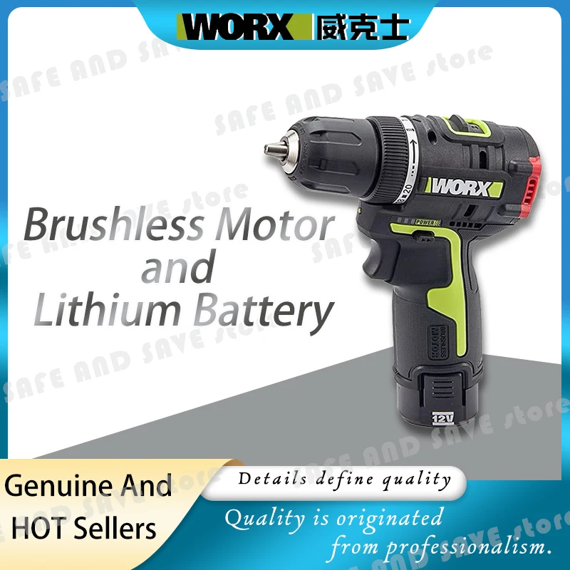 

WORX WU130 professional tool 12V Brushless motor Drill Cordless electric Screwdriver with 2 battery and charger
