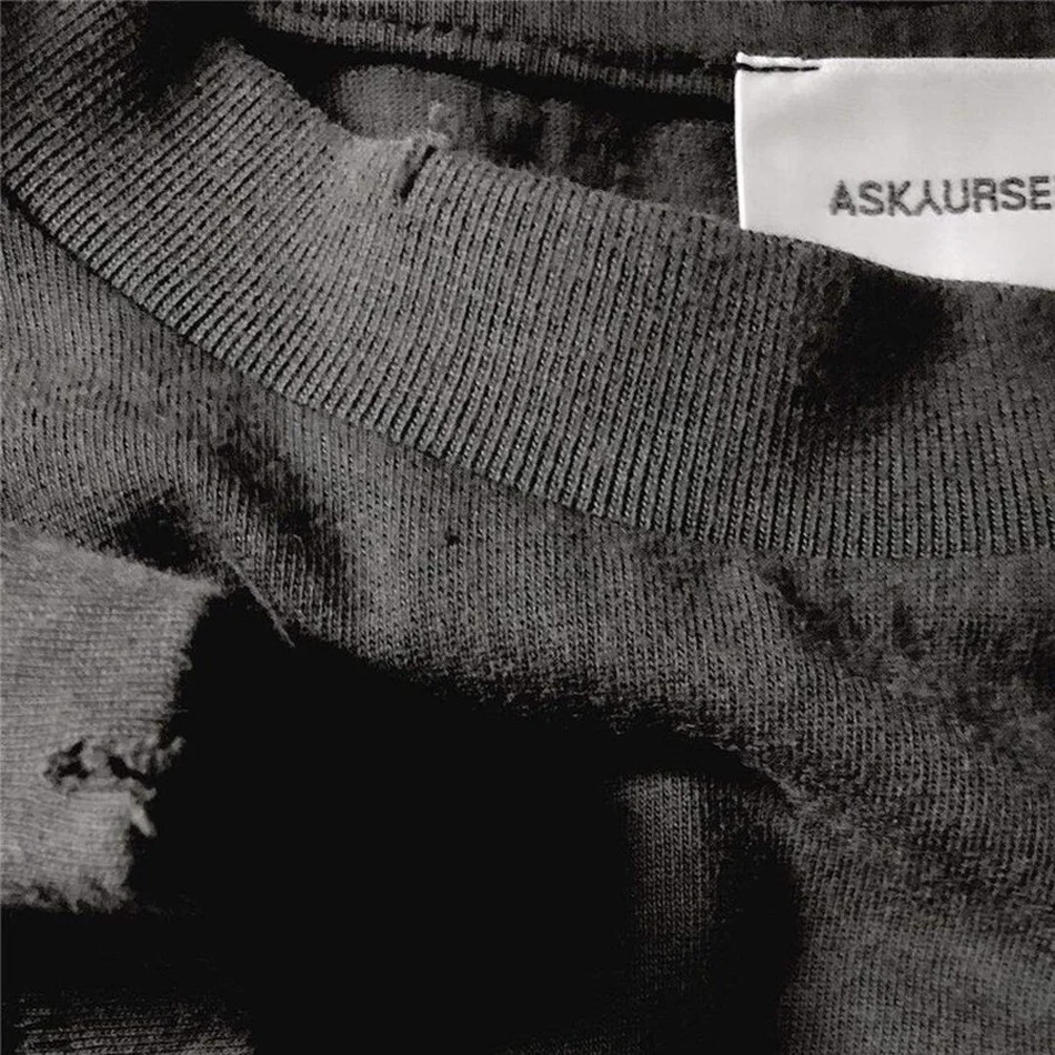 

POCKET PAINTER Loose Askyurself T-shirt Men Women Vintage Askyurself Tee Hand Painted Graffiti Logo Tops Short Sleeve