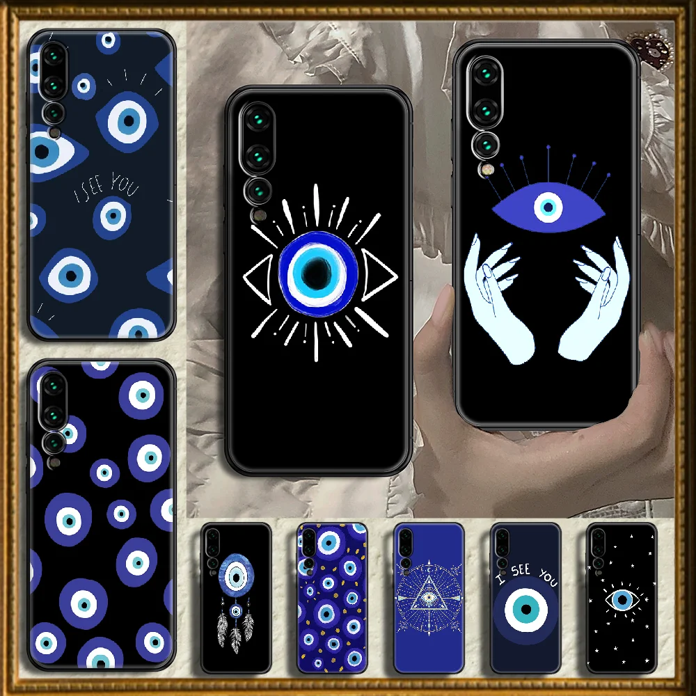 Abstract Art Evil Eye Turkey Phone case For Huawei P Mate P10 P20 P30 P40 10 20 Smart Z Pro Lite 2019 black tpu waterproof