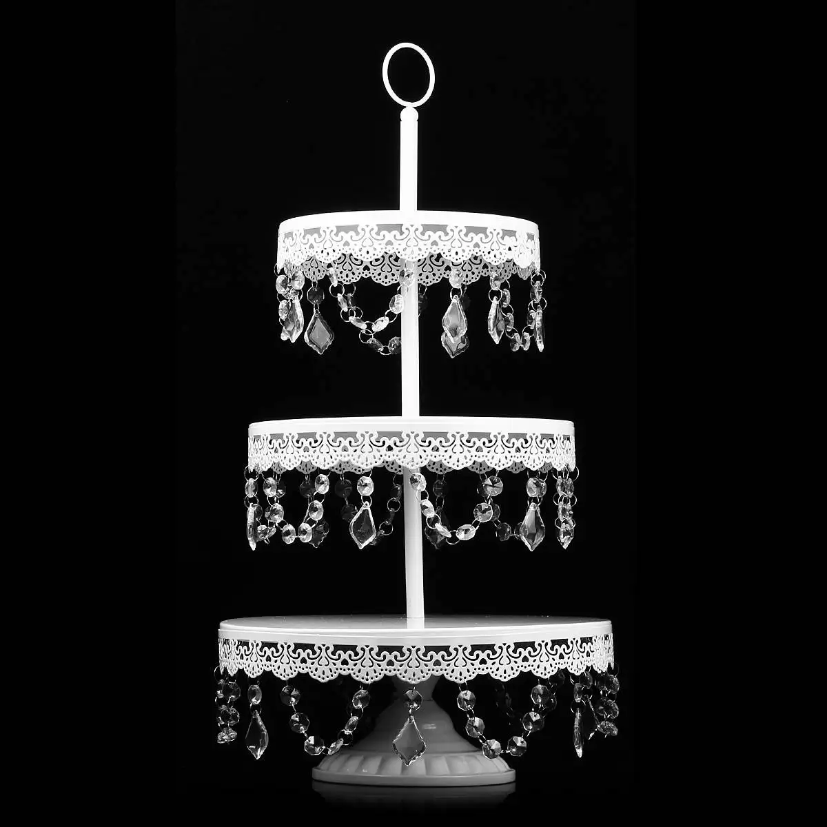 white 3 Tier Золотой белый свадебный торт стенд набор кристалл круглое пирожное-Корзиночка подставка для печенья подставка для десерта сковорода вечерние инструменты для украшения торта - Цвет: white 3 Tier