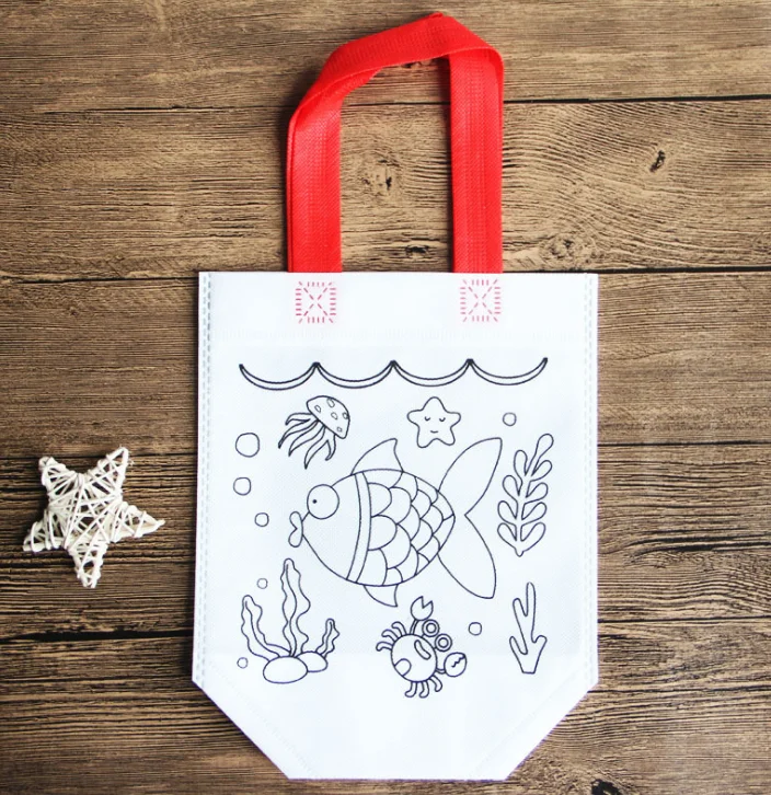 10 шт случайный узор DIY Ручная роспись тканевые сумки для детей граффити живопись