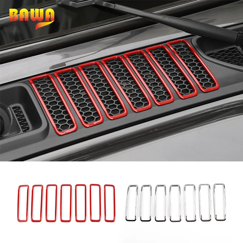 

BAWA Car Front Engine Hood Air Conditioning AC Vent Cover Stickers Accessories For Jeep Wrangler JL 2018 2019