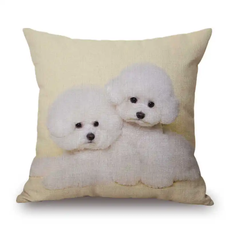 1 Bichon Frise, хлопковый льняной чехол для подушки, дивана, поясная наволочка, домашний декор - Цвет: 1