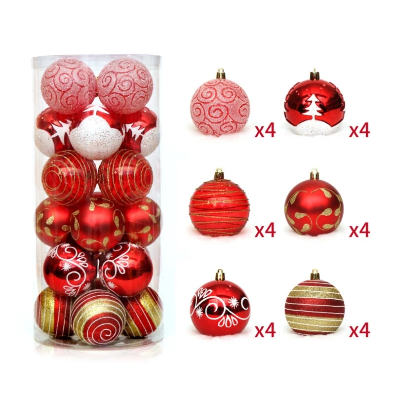 

24pcs 6 cm Christmas ball decorations 6 styles Christmas ball pendant decoration Y5JC