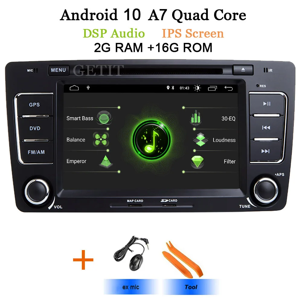 Android 9,0 автомобиль DVD Skoda Octavia мультимедийный плеер 2009 2010 2011 2012 2013 a5 WiFi BT стерео радио головное устройство ips Экран - Цвет: DSP-IPS 2G