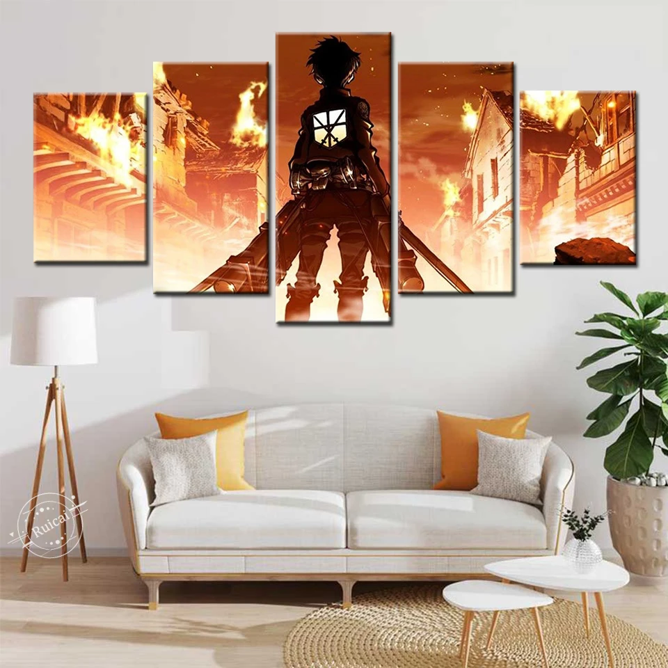 

Плакаты и принты «атака на Титанов», Классическая японская аниме Картина на холсте, настенные художественные картины для декора гостиной