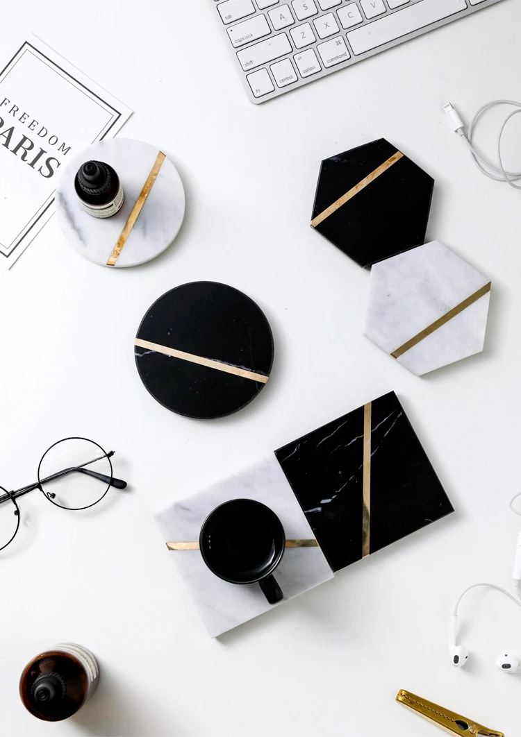

Nordic Marble Round Square Coaster Placemat Durable Fashion Personalized Decoration Table Basse Marbre Table Decoration EC50BD