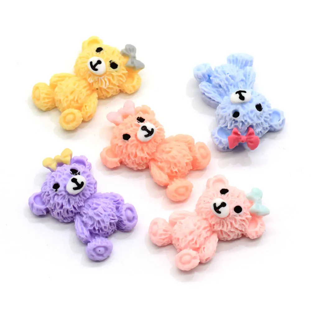 50/100 шт. пастельных полимерных мультяшных медведей миниатюрные банты для волос с