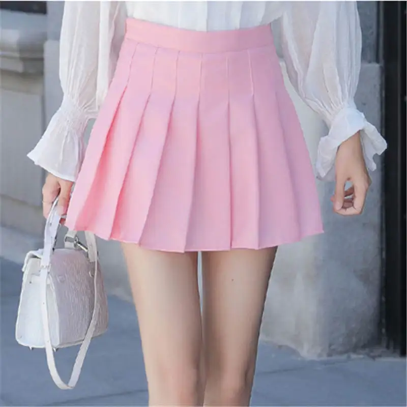 

Summer Sexy Women Pleated Skirt High Waist Chic A Line Ladies Pink Mini Skirt Zipper Pleated Student Style Girls Dance Skirt