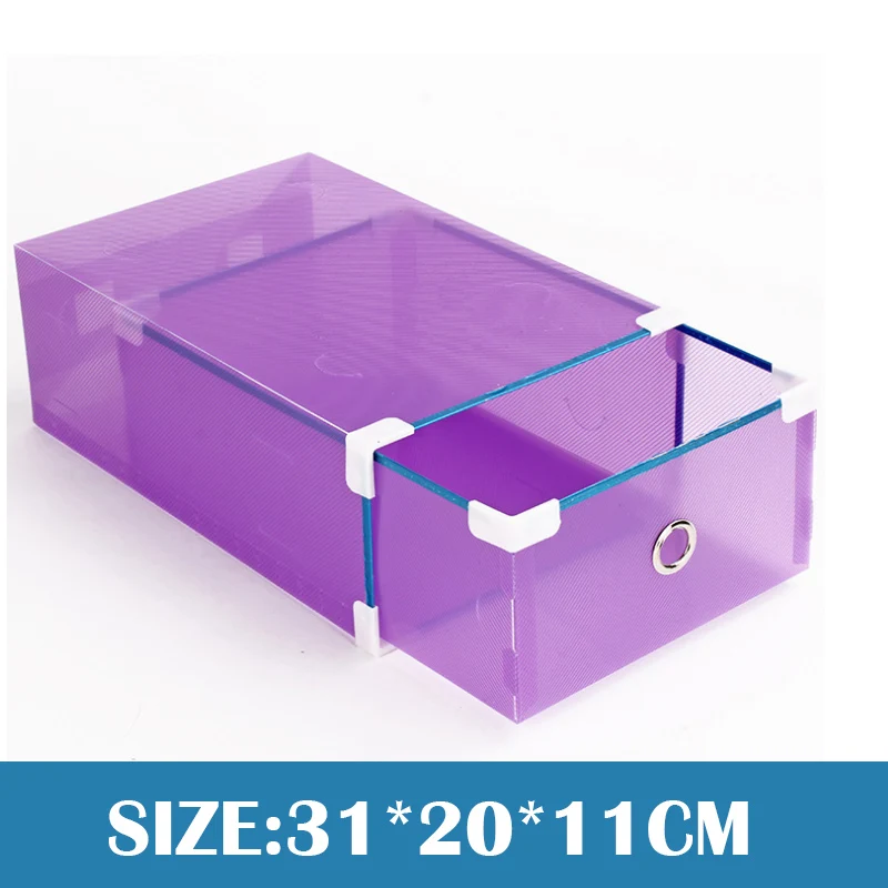women purple(5pcs) 5 шт. утолщенный ящик коробка для хранения обуви прозрачный пластиковый органайзер обуви чехол Штабелируемый прямоугольник PP коробки для обуви Органайзер - Цвет: women purple(5pcs)