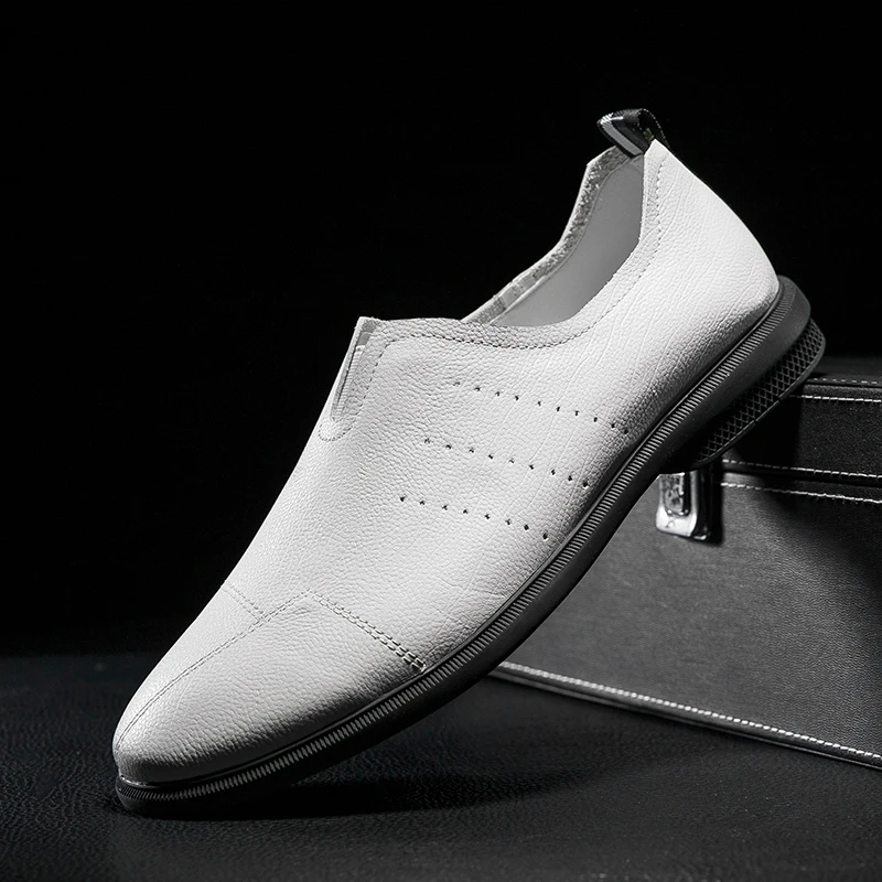 Мужские повседневные туфли из воловьей кожи деловые лоферы однослойные мягкие