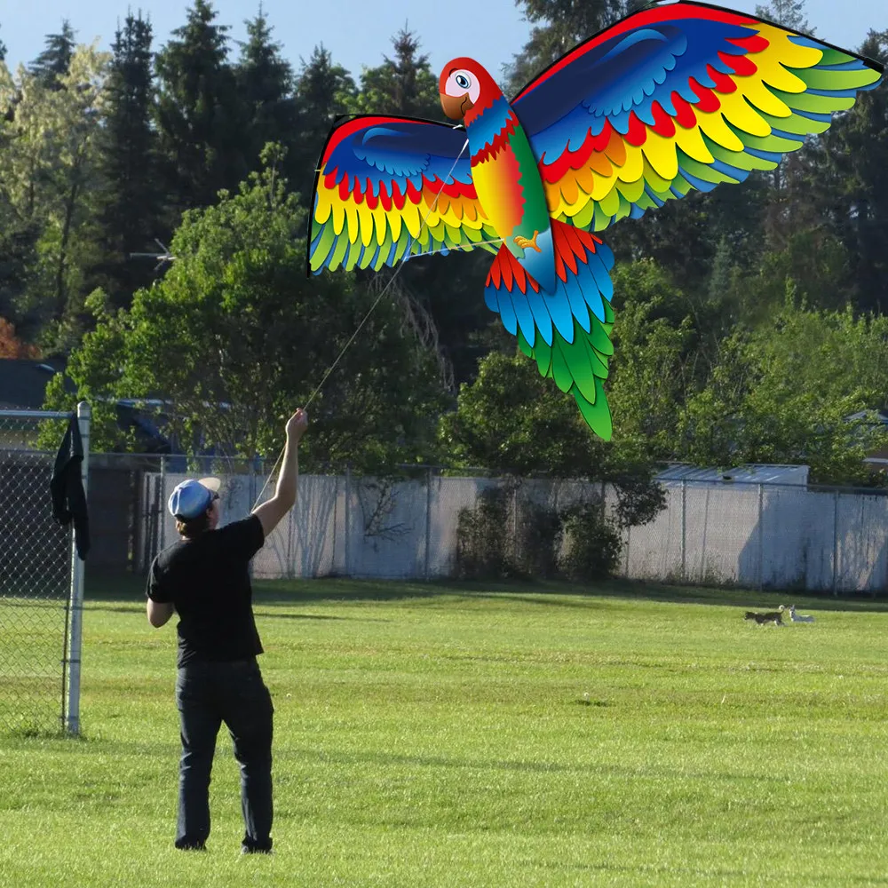 3D попугай 100 м воздушный змей с одной линией и хвостом воздушные змеи уличная