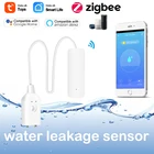 4 шт., tuya zigbee, детектор утечки воды, датчик утечки воды, водостойкий датчик, привязанное приложение, push reminder, поддержка alexa