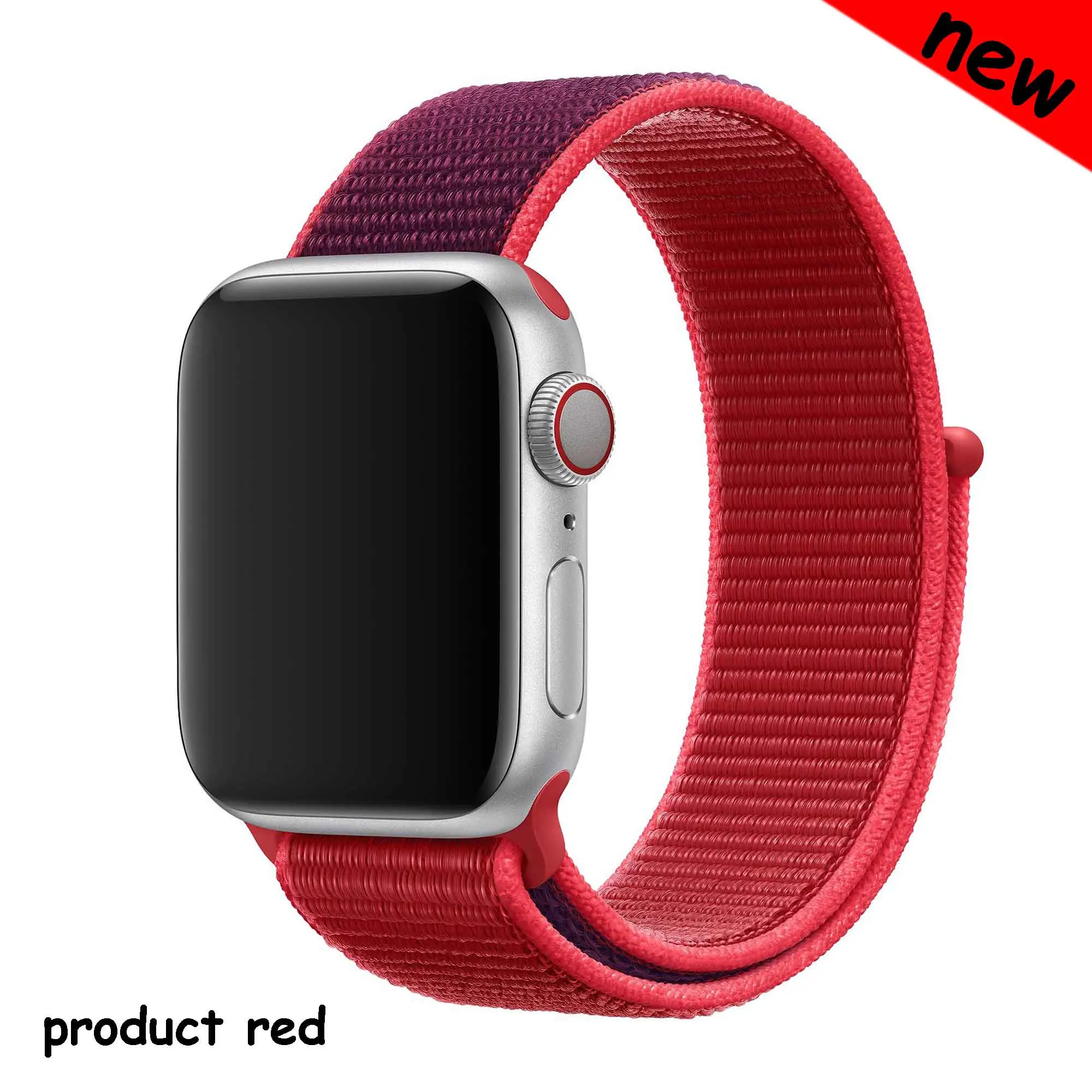 Нейлоновый ремешок для apple watch 5 4 полосным 44 мм/40 мм в едином положении во время занятий легкой атлетикой, apple watch 42mm 38 мм и нержавеющая сталь металлический корпус наручных часов iwatch серии 5/4/3/2 разноцветный коннектор ремешок для часов - Цвет ремешка: product red