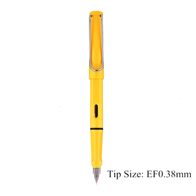 Yellow-EF0.38mm 0,38/0,5 мм Высококачественная цветная пластиковая перьевая ручка, чернильные ручки для каллиграфии, Подарочные офисные канцелярские принадлежности 03930 - Цвет: Yellow-EF0.38mm
