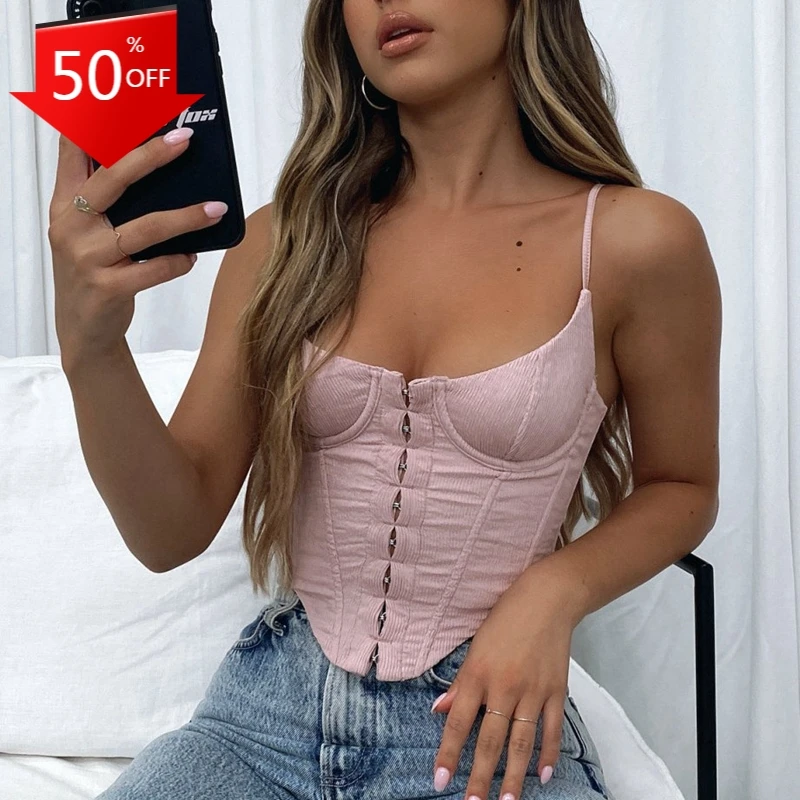 

Sexy Padded Corset Summer Crop Top Women Boning Bustier Backless Padded Camis Camisole Tops Low Cut Cropped Streetwear