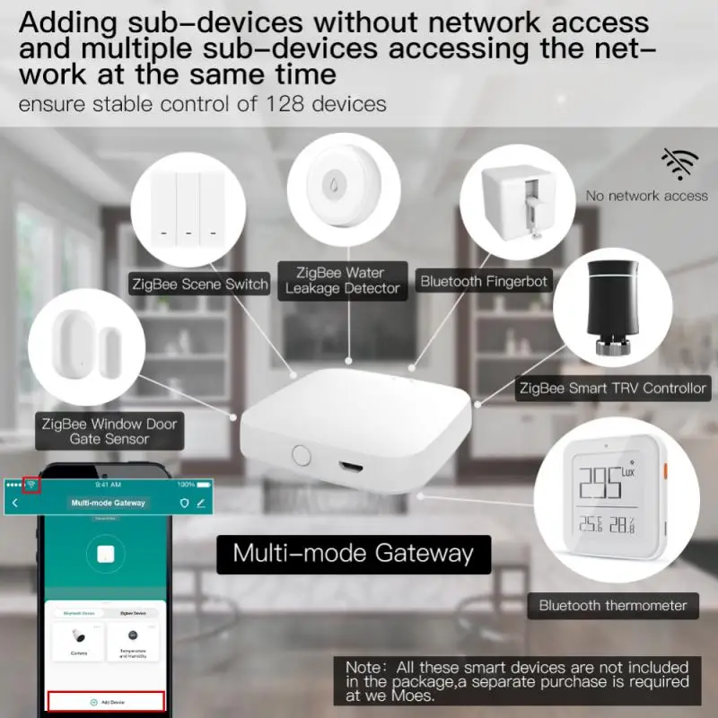Aubess Tuya Zigbee Multi-mode Gateway Bluetooth-compatible Smart Hub Wireless/Wired APP Remote Control |