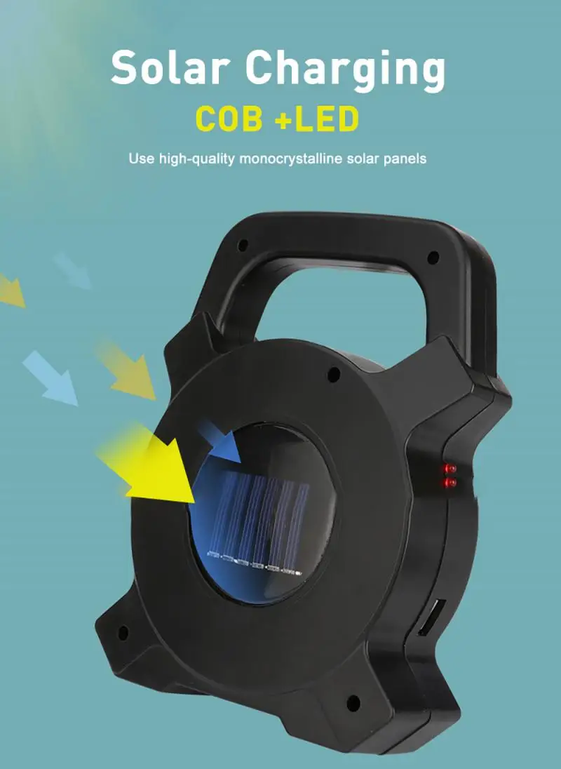 

New LED Portable Lamp Outdoor Portable And Versatile Lighting Portable Miner's Lamp Solar Emergency Searchlight Lantern