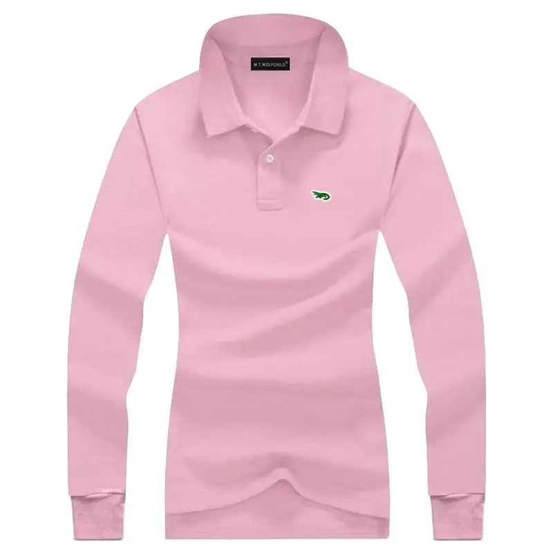 Модные женские рубашки-поло с длинным рукавом Дамская Повседневная брендовая