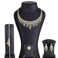 soramoore luxury african tassel 4pcs jewelry set for women wedding party naija bride necklace dubai bridal dress jewelry set