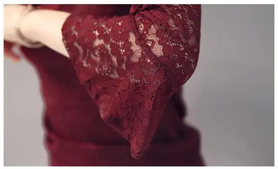 2017 Весенняя Кружевная блуза большого размера свободная 3/4 рубашка с