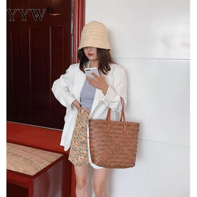 

Straw Weave Shoulder Bag Women Handbag Large Capacity Straw Bag Women Sunmmer Ratten Bags Beach Tote Straw Basket Large Clutch