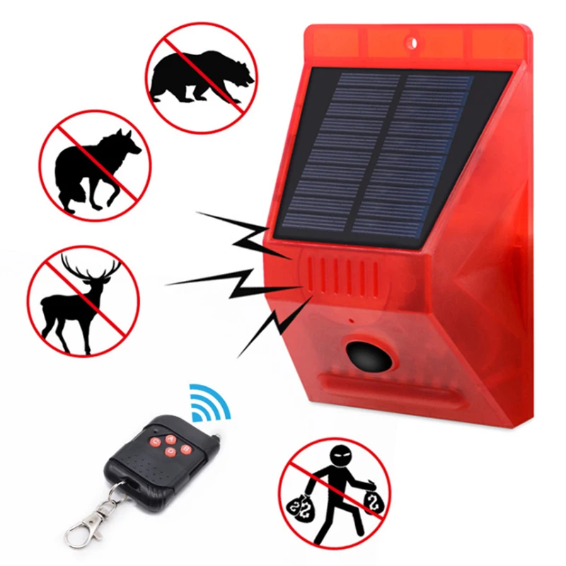 

Garden Solar Alarm Light Remote Control Animal Repellent Anti-Theft Alarm 24-Hour Security Sound Warning Light Alarm