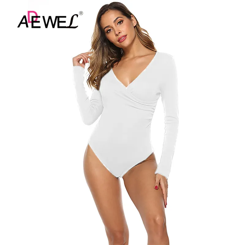 Женский облегающий боди ADEWEL красный черный белый клубный комбинезон с v-образным