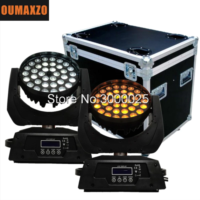 

2pcs/lot&flightcase Professional Pro dj disco stage light 36 x 15w Wash Mixing Moving Head rgbwa led moving head light with zoom
