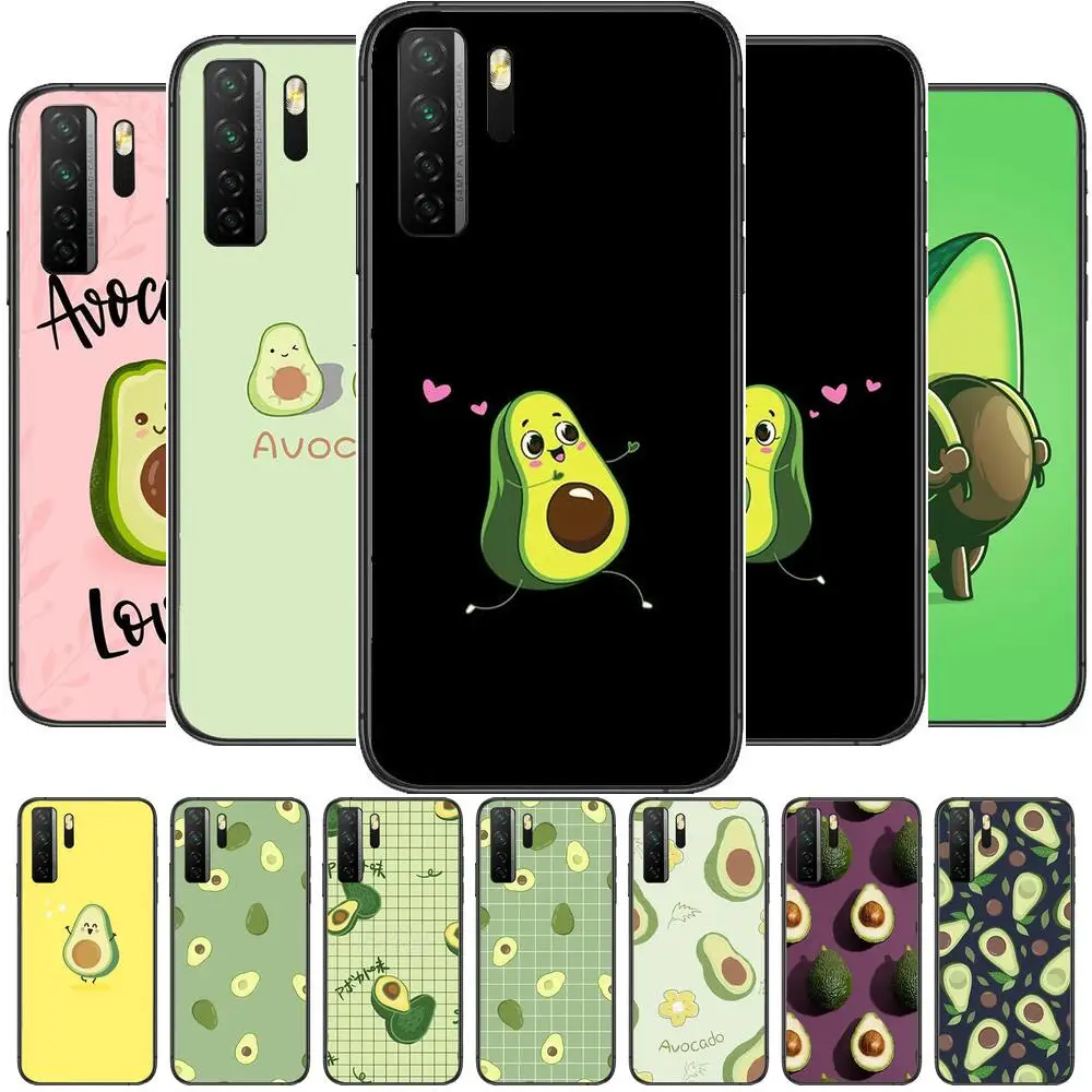 

Cartoon cute fruit Hass avocado Black Soft Cover The Pooh For Huawei Nova 8 7 6 SE 5T 7i 5i 5Z 5 4 4E 3 3i 3E 2i Pro Phone Case