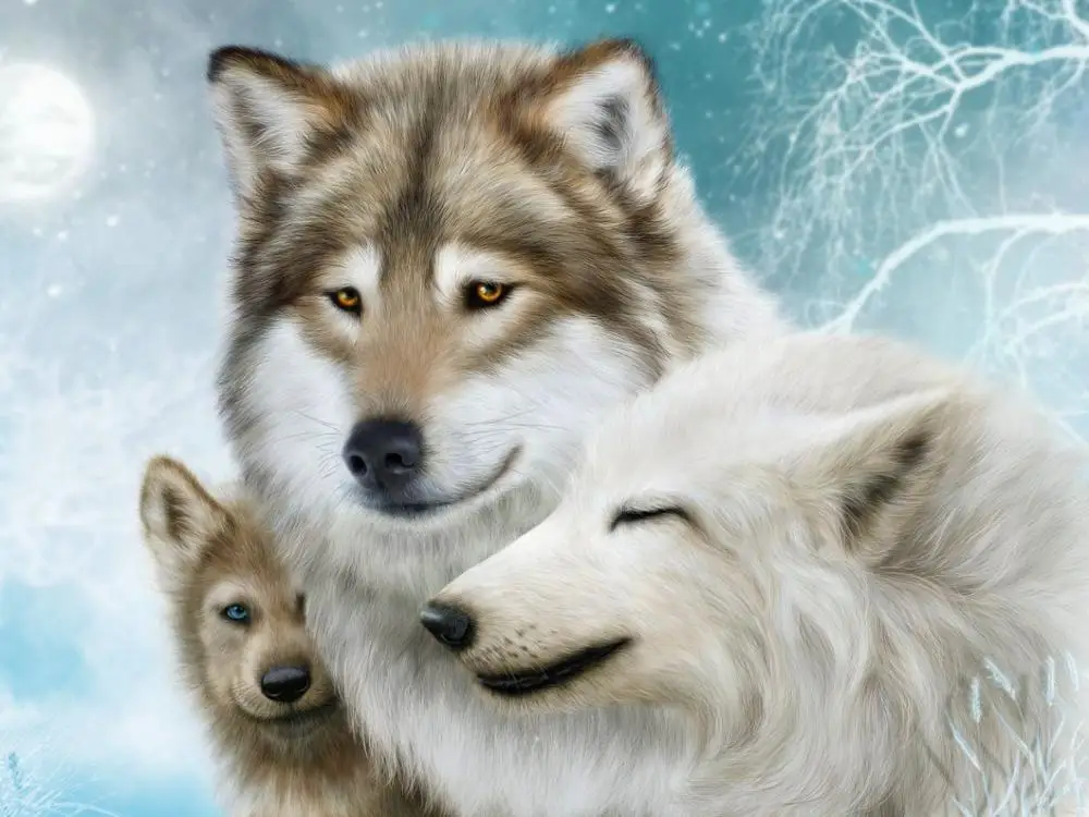 Картина с бриллиантами Wolven familie | Дом и сад