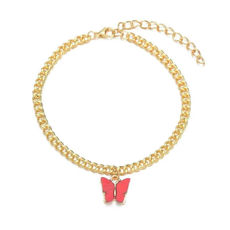 

Fashion Punk Bracelet Single Layer Chain Foot Ornaments Simple Butterfly Anklet Female Accessories Jewelry