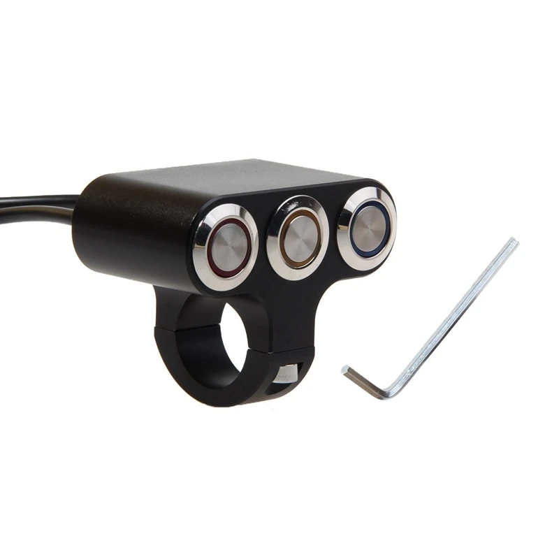 

Motorcycle Handlebar 3 Led Indicator Light Switch Adjustable Mount Waterproof Button Switch DC12V,Lock Switch
