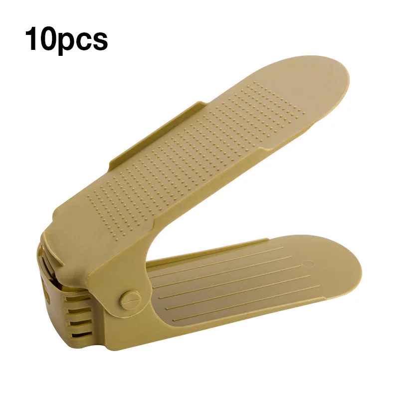 

10pcs Durable Shoes Storage Shoebox Adjustable Shoe Organizer Rack Footwear Support Slot Cabinet Closet Space Saving Stand