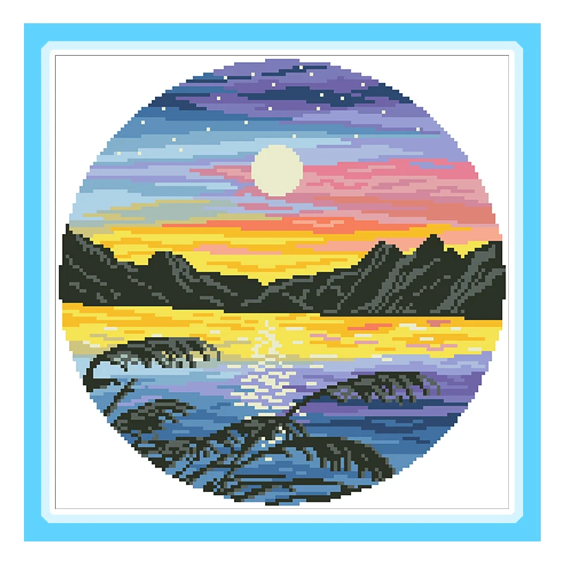 

Вид заката (1) наборы для вышивки крестиком предварительно напечатанные наборы для вышивки 11CT 14CT поделки для рукоделия домашний декор живоп...