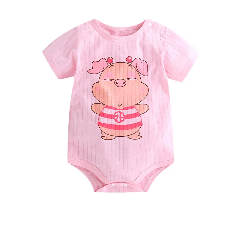 Комбинезон хлопковый с коротким рукавом и надписью для новорожденных