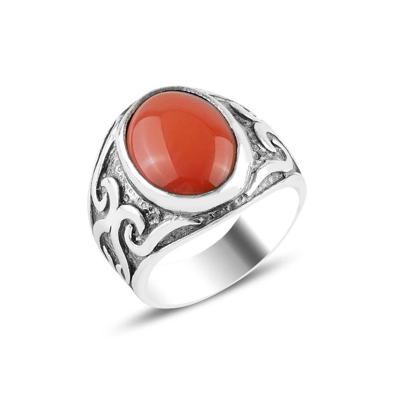 

Silverlina Silver Red Agate Stone Ring